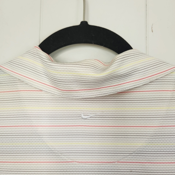 Nike Golf White Stripe Short Sleeve Polo Top Golfing Activewear Wicking Small - Picture 4 of 8
